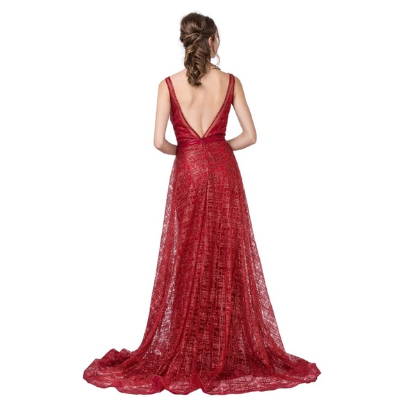 🆕NWT PROM BRIDESMAIDS V neck Embellished Gown - Picture 2 of 6